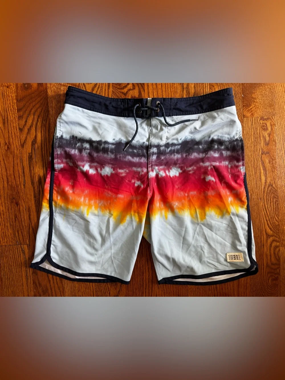 O’Neill Cruzer Boardshorts Men’s Size 32 Sunset Tie Dye Stretch Surf Swim Shorts
